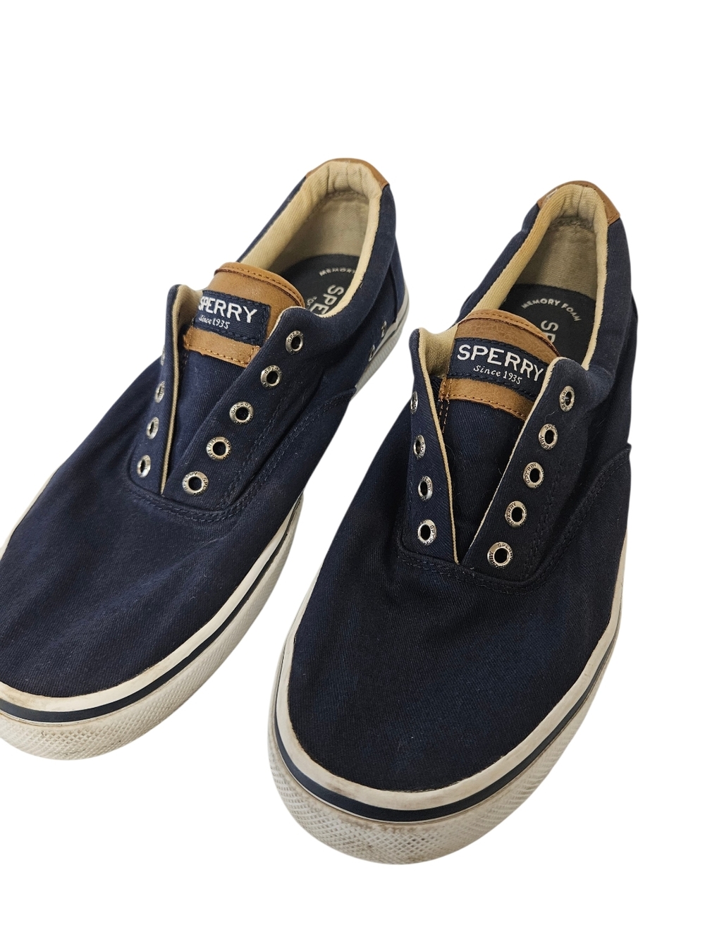 Sperry Navy Top Suder Shoes with Tan Accents 10.5 SH007